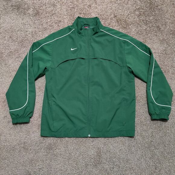 Vintage Nike Zip Up Windbreaker Jacket Boys Size XL (18-20) Green Front Pockets - Picture 2 of 8